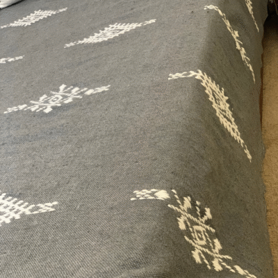 Moroccan Cotton Blanket Set – Grey & White - Image 4