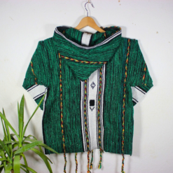 Handwoven Green & Black Berber Hoodie – Moroccan Wool Jacket - Image 4