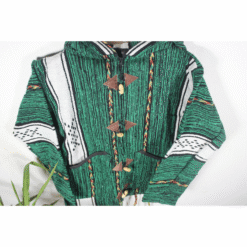 Handwoven Green & Black Berber Hoodie – Moroccan Wool Jacket - Image 7
