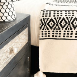 Alternative view of Handwoven Moroccan Blanket – Embroidered Boho Throw