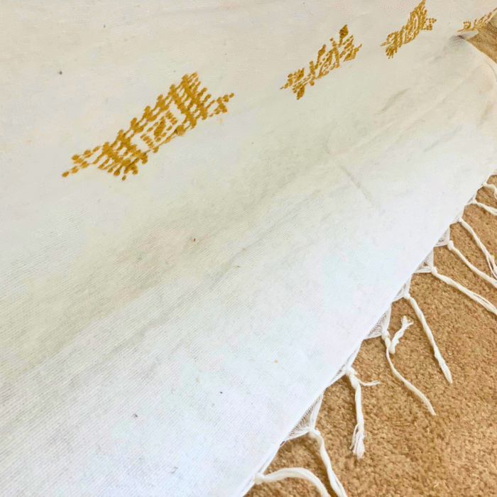 Moroccan Cotton Blanket Set – White & Mustard - Image 5