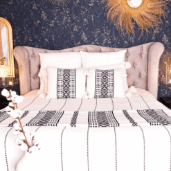 Handwoven Moroccan Blanket – Embroidered Boho Throw - Image 3