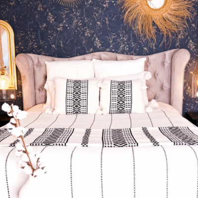 Handwoven Moroccan Blanket – Embroidered Boho Throw - Image 3