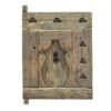 Handcrafted Amazigh cedar wood panel featuring traditional Berber carvings with rustic vintage finish