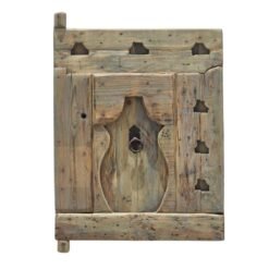 Handcrafted Amazigh cedar wood panel featuring traditional Berber carvings with rustic vintage finish