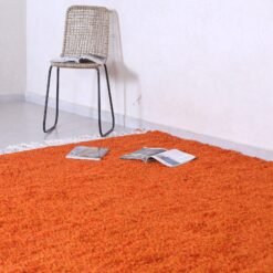 Custom Solid Orange Wool Moroccan Rug - Image 7