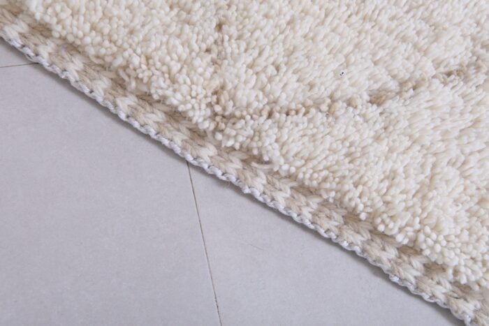 Custom White and Tan Moroccan Wool Rug - Image 6