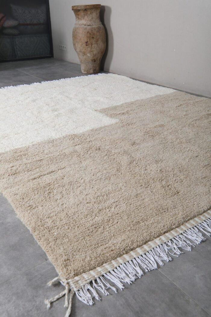Custom Ivory and Taupe Moroccan Wool Rug - Image 3