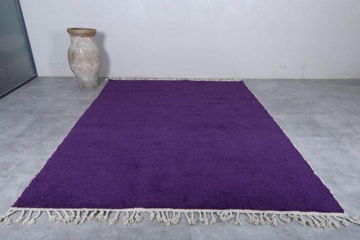 Moroccan royal purple wool Beni Ourain rug, handmade by Berber artisan
