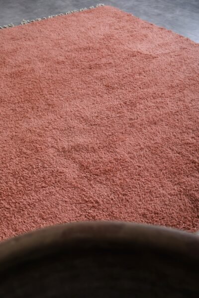 solid blush pink Moroccan Beni Ourain rug.