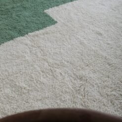 Custom Ivory and Green Moroccan Wool Rug - Image 5
