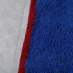 Custom Solid Blue Moroccan Rug - Red Border - Image 4