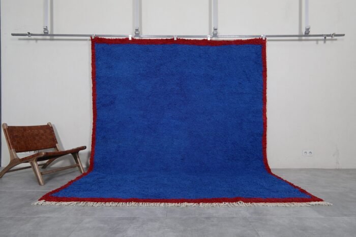 Moroccan rug, Beni Ourain rug, blue Moroccan rug, hand-knotted rug, handmade Moroccan carpet, Berber rug, natural wool rug, living room rug, bedroom rug, wall hanging rug, authentic Moroccan carpet, handmade wool carpet, Moroccan home decor, wool floor rug, blue wool rug, artisan rug, handmade rug