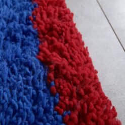 Custom Solid Blue Moroccan Rug - Red Border - Image 6