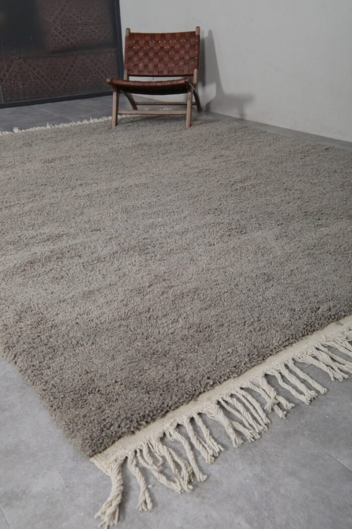 Custom Solid Taupe Wool Moroccan Rug - Image 5