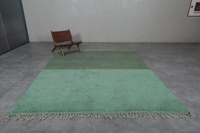handmade Berber rug in green and pistachio tones, made with soft natural wool.