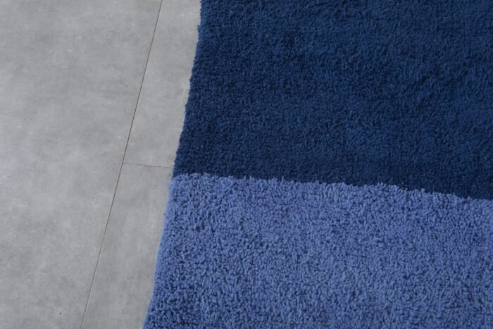 Custom Light and Cobalt Blue Moroccan Wool Rug - Image 8
