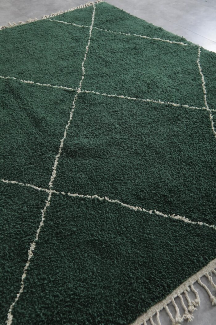 Custom Dark Green Trellis Moroccan Wool Rug - Image 5