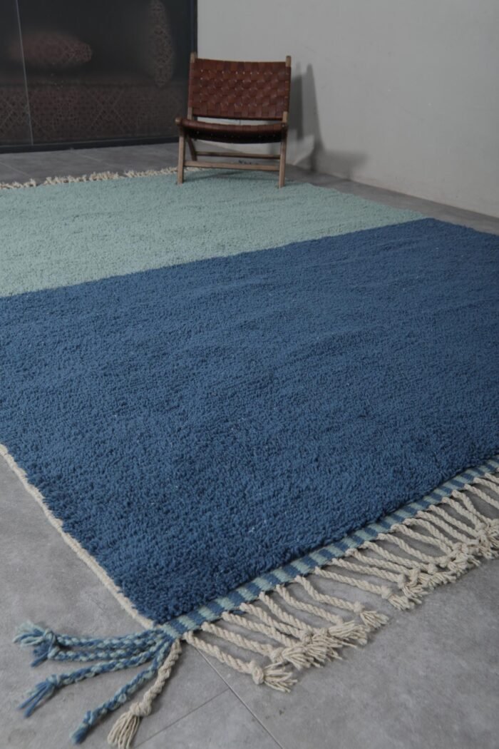 Custom Blue and Pastachio Moroccan Wool Rug - Image 5