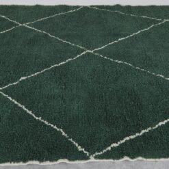 Custom Dark Green Trellis Moroccan Wool Rug - Image 7