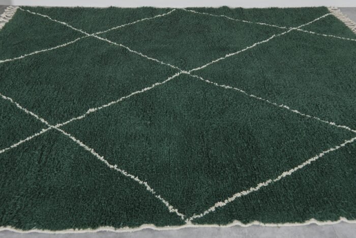 Custom Dark Green Trellis Moroccan Wool Rug - Image 7