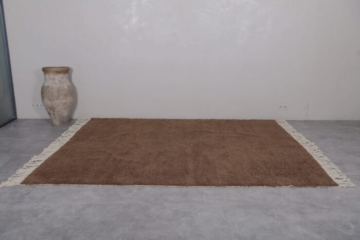 Brown Moroccan Beni Ourain rug, perfect for minimalist or natural-toned interiors.