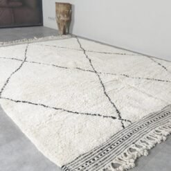 Custom Ivory and Black Moroccan Wool Rug - Image 4