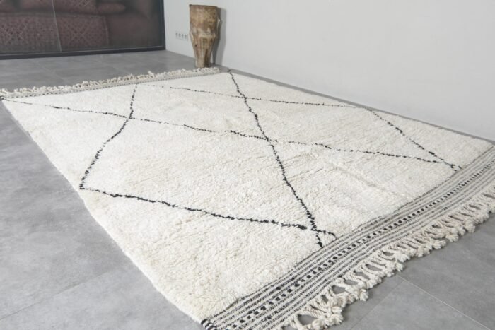 Custom Ivory and Black Moroccan Wool Rug - Image 4
