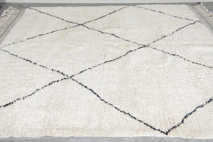 Custom Ivory and Black Moroccan Wool Rug - Image 6