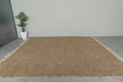 Warm Caramel Brown Beni Ourain Moroccan Rug displaying soft plush texture and rich caramel tone