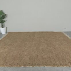 Warm Caramel Brown Beni Ourain Moroccan Rug displaying soft plush texture and rich caramel tone
