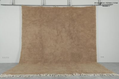 Warm Caramel Brown Moroccan Beni Ourain Rug showing thick natural wool pile and handcrafted detail