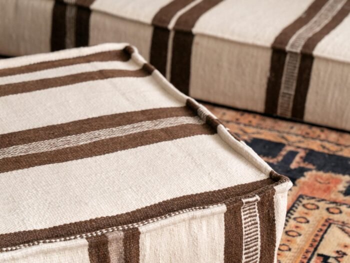 Moroccan Floor Couch Covers – Unstuffed Ivory & Brown Set - Image 5