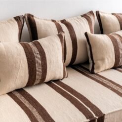Moroccan Floor Sofa Covers – Unstuffed Ivory & Brown Wool Set - Image 4