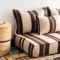 Moroccan Floor Sofa Covers – Unstuffed Ivory & Brown Wool Set - Image 8