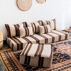 Unfilled floor cushion covers with hidden zippers, laid flat