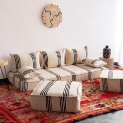 Natural light on Moroccan cushion set highlighting texture and pattern