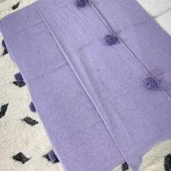 Moroccan Purple Pompom Blanket - Image 3