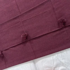 Moroccan Burgundy Pompom Blanket - Image 6