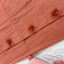 Moroccan Terracotta Pompom Blanket - Image 5