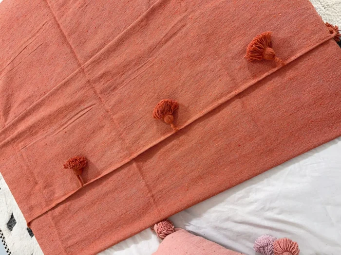 Moroccan Terracotta Pompom Blanket - Image 5