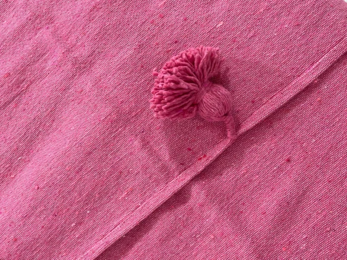 Moroccan Pink Pompom Blanket - Image 3