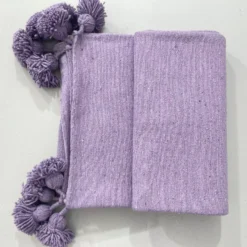 Moroccan Purple Pompom Blanket - Image 7