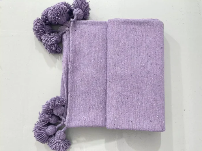 Moroccan Purple Pompom Blanket - Image 7