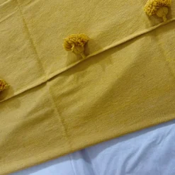 Moroccan Mustard Pompom Blanket - Image 6