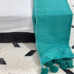 Moroccan Teal Pompom Blanket - Image 6