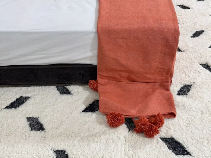 Moroccan Terracotta Pompom Blanket - Image 6
