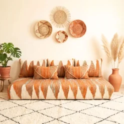 Burnt Orange & Ivory Moroccan Floor Sofa Cover Set – Handwoven Wool - Image 7