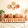 Moroccan floor sofa cover in orange Berber pattern by BerberTheme