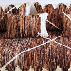 Brown & Ivory Moroccan Floor Sofa – Handwoven Wool - Image 6